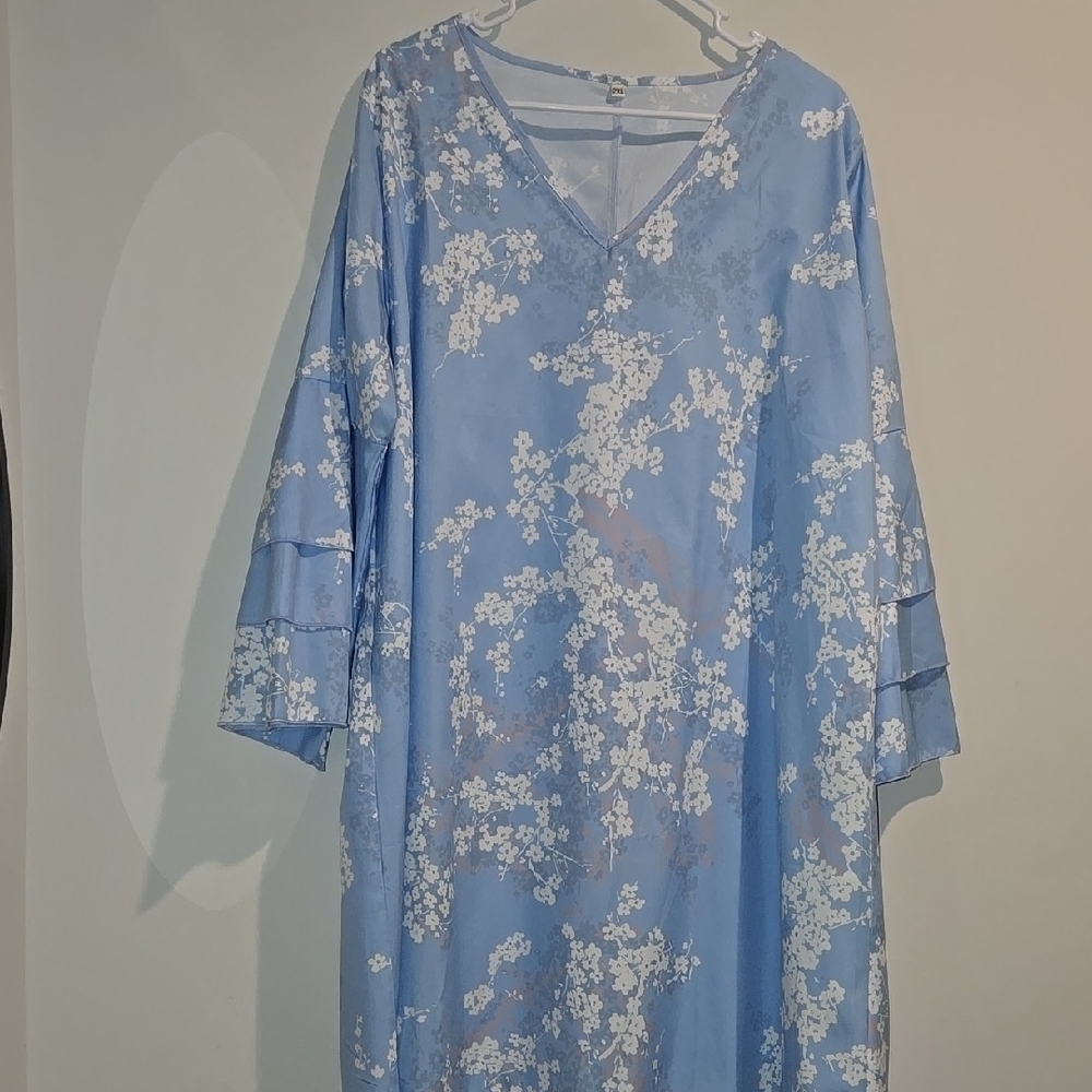 Floral Blue Midi Dress